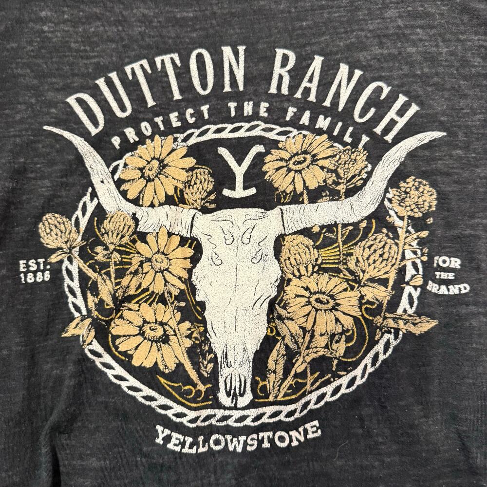Dutton Ranch Yellowstone black tee, semi sheer, protect the family, Size S - Picture 5 of 5